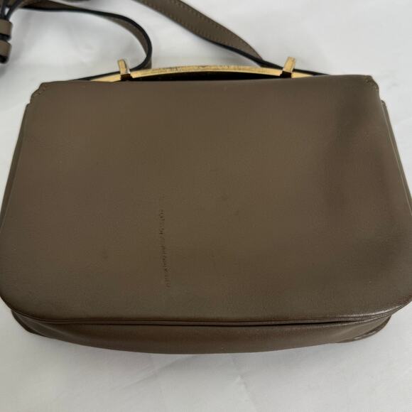 Marni Sculpture Leather Flap Olive Taupe Shoulder Bag - Picture 16 of 16